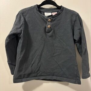 Zara Gray Kids Long Sleeve Henley Shirt